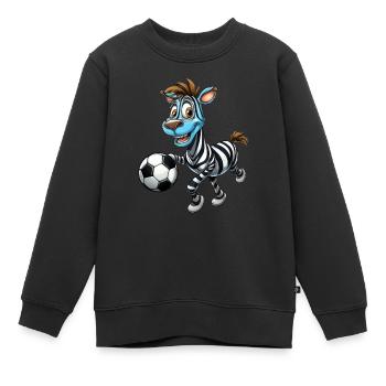 Zebra Fußballer - Eleganz auf dem Fußballfeld. - Kinder Premium Organic Sweatshirt - Schwarz - Vorne - AI Model Kid Female (0cm)