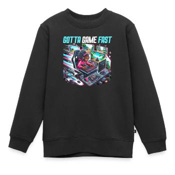 Speedrunning Joueur de jeux vidéo Gamer Gaming - Sweat Premium enfant bio - noir - Devant - AI Model Kid Female (0cm)