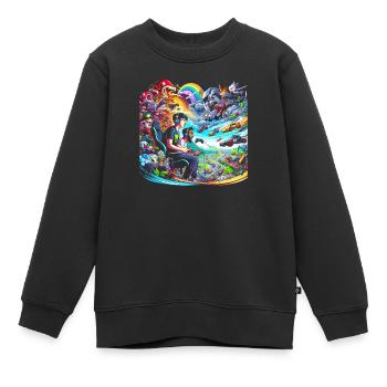 Speedrunning Joueur de jeux vidéo Gamer Gaming - Sweat Premium enfant bio - noir - Devant - AI Model Kid Female (0cm)