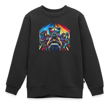 Speedrunning Joueur de jeux vidéo Gamer Gaming - Sweat Premium enfant bio - noir - Devant - AI Model Kid Female (0cm)