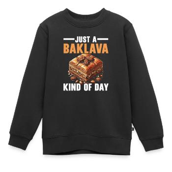 Baklava Pâtisserie Dessert Gourmand Moyen-Orient - Sweat Premium enfant bio - noir - Devant - AI Model Kid Female (0cm)
