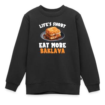 Baklava Pâtisserie Dessert Gourmand Moyen-Orient - Sweat Premium enfant bio - noir - Devant - AI Model Kid Female (0cm)