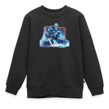 Eishockey Torwart Torwart Torwart - Kinder Premium Organic Sweatshirt - Schwarz - Vorne - AI Model Kid Female (0cm)