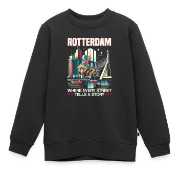 Rotterdam Pays-Bas Voyage J’aime Rotterdam - Sweat Premium enfant bio - noir - Devant - AI Model Kid Female (0cm)