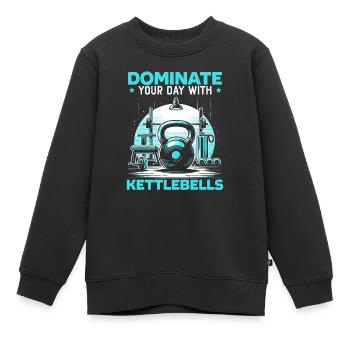 Kettlebell Workout Fitness Journey Bodybuilder - Kinder Premium Organic Sweatshirt - Schwarz - Vorne - AI Model Kid Female (0cm)
