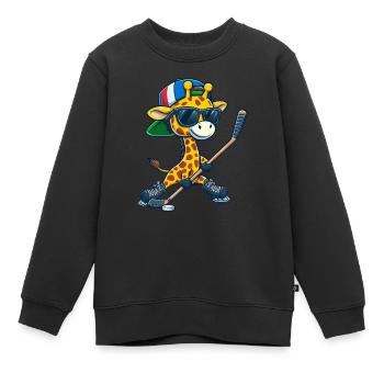 Bâton de hockey sur glace lunatique Double bâtongirafe - Sweat Premium enfant bio - noir - Devant - AI Model Kid Female (0cm)