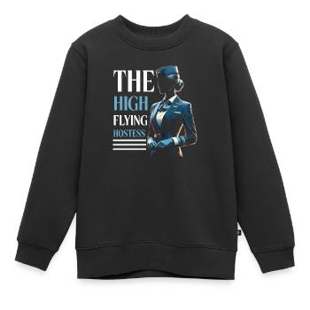 Flugbegleiterin, Flugbegleiterin, Stewardess - Kinder Premium Organic Sweatshirt - Schwarz - Vorne - AI Model Kid Female (0cm)