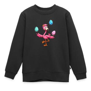 Flamingo Jongleur mit Ostereiern Fest - Kinder Premium Organic Sweatshirt - Schwarz - Vorne - AI Model Kid Female (0cm)
