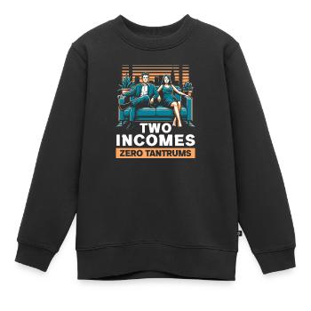 Double revenu Pas d’enfants Mariage Couple marié DINK - Sweat Premium enfant bio - noir - Devant - AI Model Kid Female (0cm)