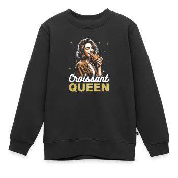 Croissant France Food Foodie Petit-déjeuner français - Sweat Premium enfant bio - noir - Devant - AI Model Kid Female (0cm)
