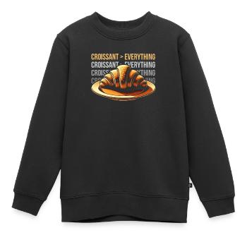 Croissant France Food Foodie Petit-déjeuner français - Sweat Premium enfant bio - noir - Devant - AI Model Kid Female (0cm)