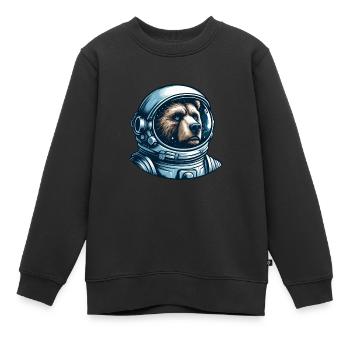Nachdenkliches Bär im Weltraum - Kinder Premium Organic Sweatshirt - Schwarz - Vorne - AI Model Kid Female (0cm)