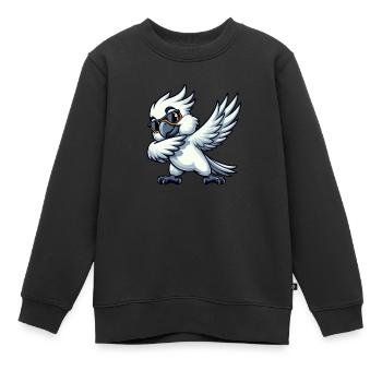 Wellensittich Dab Pose Spaßiges Design - Kinder Premium Organic Sweatshirt - Schwarz - Vorne - AI Model Kid Female (0cm)