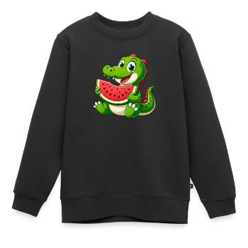 Krokodil Melone Wassermelone Frucht Fruchtig - Kinder Premium Organic Sweatshirt - Schwarz - Vorne - AI Model Kid Female (0cm)