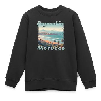 Agadir Maroc plage vacances nature palmiers - Sweat Premium enfant bio - noir - Devant - AI Model Kid Female (0cm)