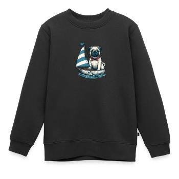 Sommer Segeln Jolle mit Mops - Kinder Premium Organic Sweatshirt - Schwarz - Vorne - AI Model Kid Female (0cm)