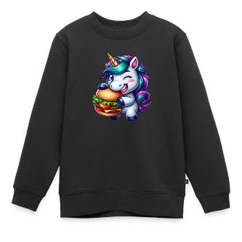 Hamburger Cheeseburger licorne - Sweat Premium enfant bio - noir - Devant - AI Model Kid Female (0cm)