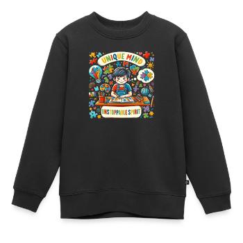 AuDHD Autisme TDAH Spectre autistique Neurodiversité - Sweat Premium enfant bio - noir - Devant - AI Model Kid Female (0cm)