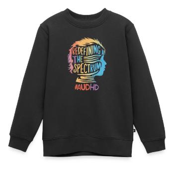 AuDHD Autisme TDAH Spectre autistique Neurodiversité - Sweat Premium enfant bio - noir - Devant - AI Model Kid Female (0cm)