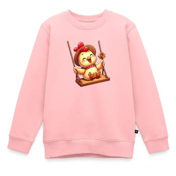 Huhn Küken schaukeln Spielplatz Freude - Kinder Premium Organic Sweatshirt - Rosa - Vorne - AI Model Kid Female (0cm)
