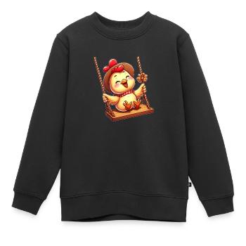 Huhn Küken schaukeln Spielplatz Freude - Kinder Premium Organic Sweatshirt - Schwarz - Vorne - AI Model Kid Female (0cm)