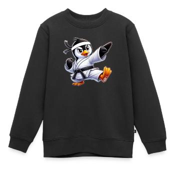 Pingouin Karaté Arts Martiaux Arts Martiaux Arts Martiaux - Sweat Premium enfant bio - noir - Devant - AI Model Kid Female (0cm)
