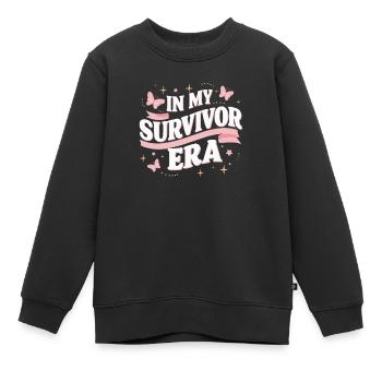 Brustkrebs-Bewusstseinsband für Krebsüberlebende - Kinder Premium Organic Sweatshirt - Schwarz - Vorne - AI Model Kid Female (0cm)