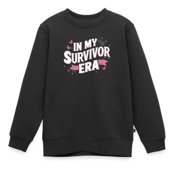 Brustkrebs-Bewusstseinsband für Krebsüberlebende - Kinder Premium Organic Sweatshirt - Schwarz - Vorne - AI Model Kid Female (0cm)