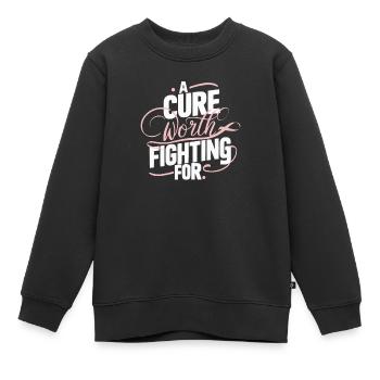 Sensibilisation au cancer du sein Soutien au cancer Ruban rose - Sweat Premium enfant bio - noir - Devant - AI Model Kid Female (0cm)