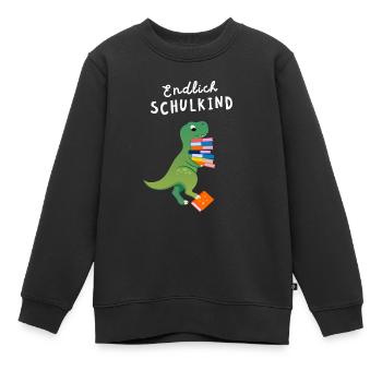 Endlich Schulkind Dinosaurier Dino Einschulung - Kinder Premium Organic Sweatshirt - Schwarz - Vorne - AI Model Kid Female (0cm)