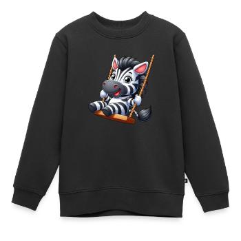 Süßes Zebra auf Schaukel Spielplatz Cartoon - Kinder Premium Organic Sweatshirt - Schwarz - Vorne - AI Model Kid Female (0cm)