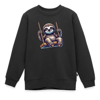 mignon paresseux balançoire dessin animé aire de jeux animal - Sweat Premium enfant bio - noir - Devant - AI Model Kid Female (0cm)