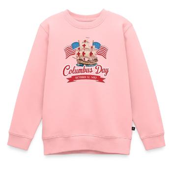 Columbus Day Christophe Colomb Italo-Américain - Sweat Premium enfant bio - rose - Devant - AI Model Kid Female (0cm)