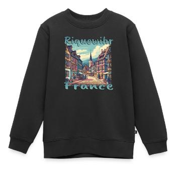 Riquewihr Altstadt Wanderung Frankreich Berge - Kinder Premium Organic Sweatshirt - Schwarz - Vorne - AI Model Kid Female (0cm)