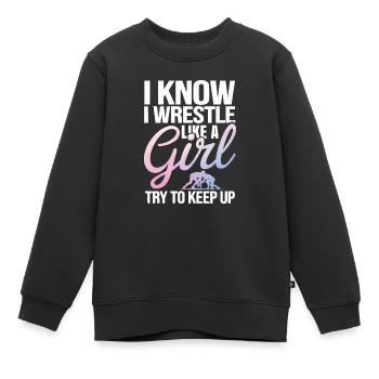 Filles Lutte Lutte Grappling Lutteuse Fille - Sweat Premium enfant bio - noir - Devant - AI Model Kid Female (0cm)