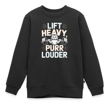 Bodybuilding Katze Fitness Workout Fitnessstudio Trainer - Kinder Premium Organic Sweatshirt - Schwarz - Vorne - AI Model Kid Female (0cm)