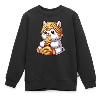 Funny Llama Spaghetti Italian Clumsy - Kids Premium Organic Sweatshirt - black - Front - AI Model Kid Female (0cm)