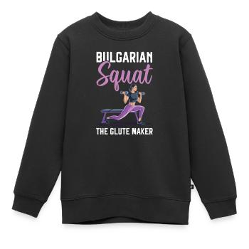 Bulgarische Kniebeuge Übung Fitness Workout Fitnessstudio - Kinder Premium Organic Sweatshirt - Schwarz - Vorne - AI Model Kid Female (0cm)