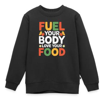 Gesunde Essgewohnheiten für Kinder Essen Sie grün - Kinder Premium Organic Sweatshirt - Schwarz - Vorne - AI Model Kid Female (0cm)