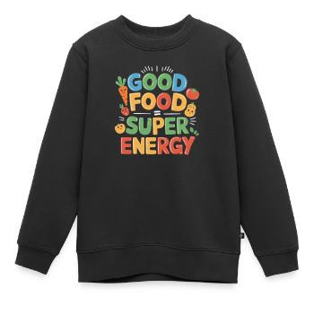 Gesunde Essgewohnheiten für Kinder Essen Sie grün - Kinder Premium Organic Sweatshirt - Schwarz - Vorne - AI Model Kid Female (0cm)