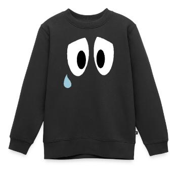 Smiley Augen Traurig - Kinder Premium Organic Sweatshirt - Schwarz - Vorne - AI Model Kid Female (0cm)