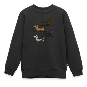 Teckels - Sweat Premium enfant bio - noir - Devant - AI Model Kid Female (0cm)
