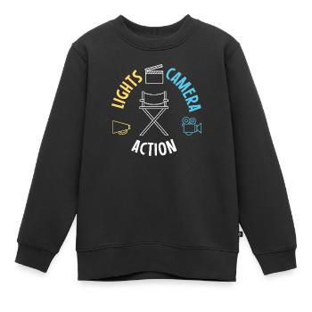Lights Camera Action - Kinder Premium Organic Sweatshirt - Schwarz - Vorne - AI Model Kid Female (0cm)