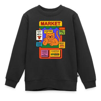 Chat dans le magasin - Sweat Premium enfant bio - noir - Devant - AI Model Kid Female (0cm)