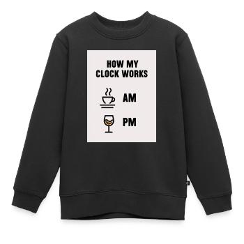 Angestellter how my clock works Arbeit Work - Kinder Premium Organic Sweatshirt - Schwarz - Vorne - AI Model Kid Female (0cm)