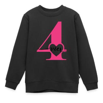 Ziffer Vier 4 mit Herz - Kinder Premium Organic Sweatshirt - Schwarz - Vorne - AI Model Kid Female (0cm)