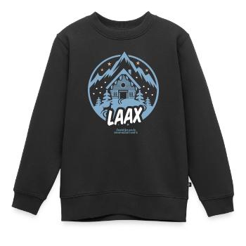 Station de ski de Laax Suisse - Sweat Premium enfant bio - noir - Devant - AI Model Kid Female (0cm)