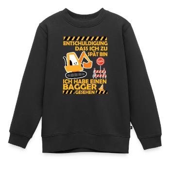 Ich habe einen Bagger gesehen Kinder Baustelle - Kinder Premium Organic Sweatshirt - Schwarz - Vorne - AI Model Kid Female (0cm)