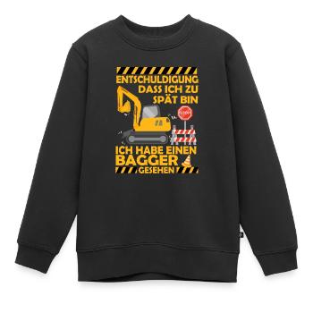 Ich habe einen Bagger gesehen Kinder Baustelle - Kinder Premium Organic Sweatshirt - Schwarz - Vorne - AI Model Kid Female (0cm)