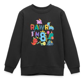 Rawr J’ai 8 | | de dinosaures Rawr 8e anniversaire - Sweat Premium enfant bio - noir - Devant - AI Model Kid Female (0cm)